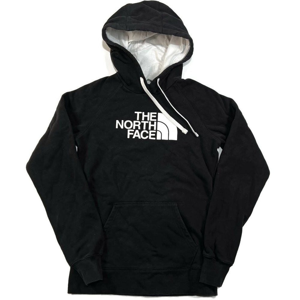 The North Face Hoodie Womens Small Black Half Dome Logo Pullover Cotton Blend